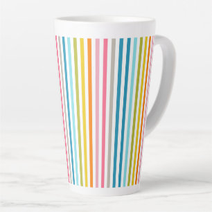 Colorful Summer Rainbow Stripes Latte Mug