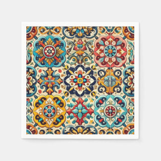 Colorful Summer Red, Yellow and Blue Fiesta Napkins