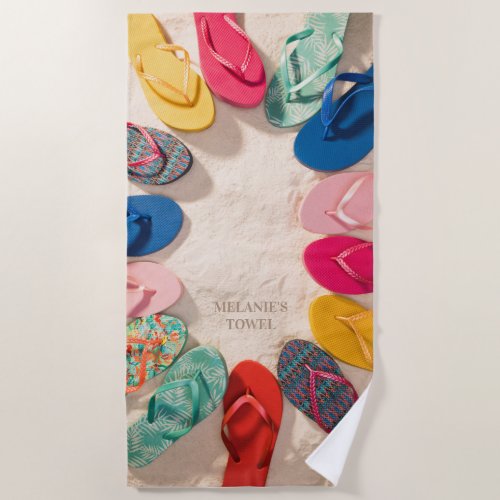 Colorful Summer Sandals Custom Beach Towel