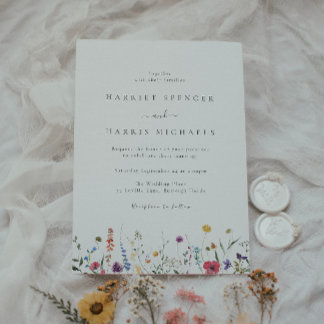 Colorful Summer & Spring Wildflowers Wedding Invitation