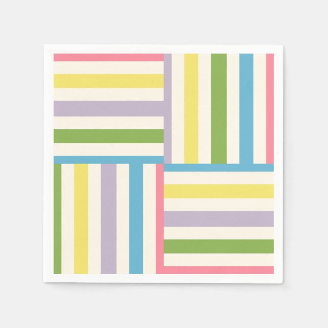Colorful summer striped blocks pattern napkins (Front)