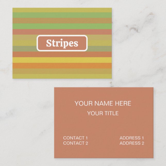 Colorful Summer Stripes  Business Card (Front/Back)