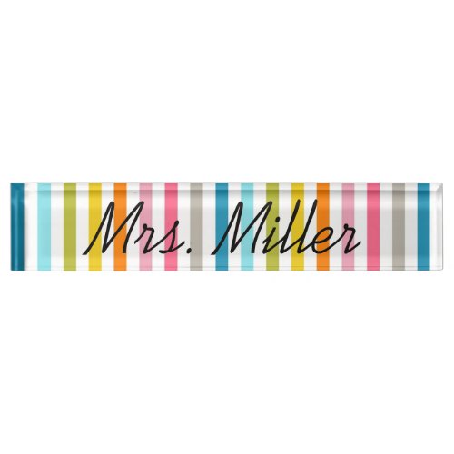 Colorful Summer Stripes Desk Nameplate