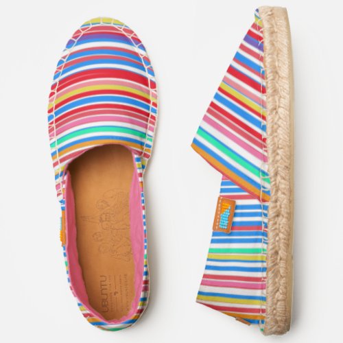Colorful Summer Stripes Red Blue Pink Yellow Green Espadrilles