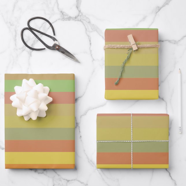 Colorful Summer Stripes  Wrapping Paper Sheets (Front)