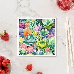 Colorful Summer Succulent Botanical Garden Napkins