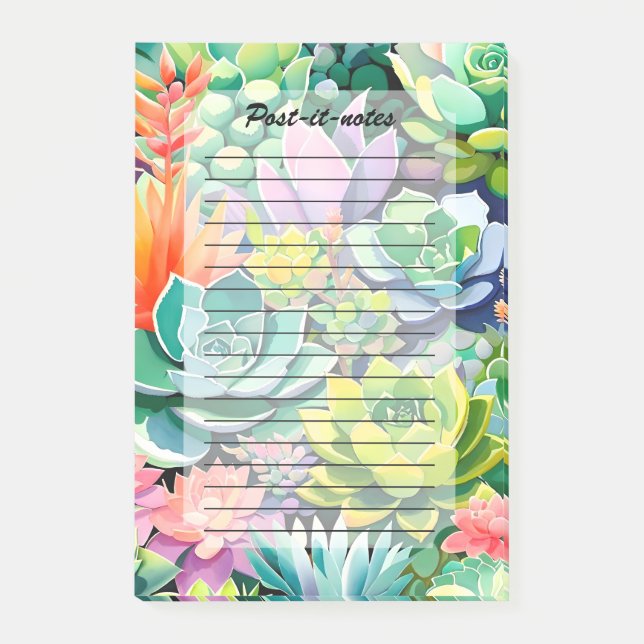 Colorful Summer Succulent Botanical Garden Post-it Notes (Front)
