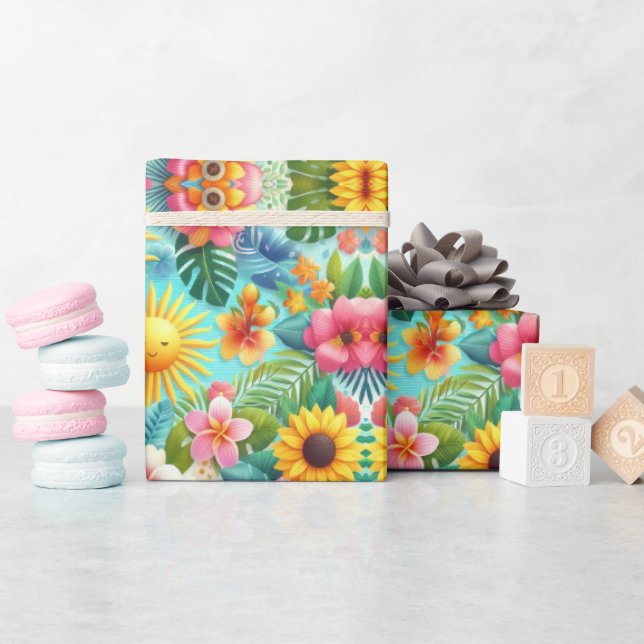 Colorful Summer Sun Abstract Wrapping Paper (Baby Shower)