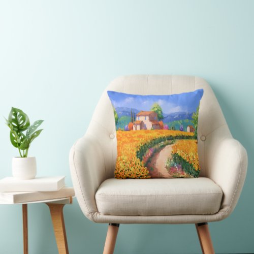 Colorful Summer Sun Flowers La Provence France Throw Pillow