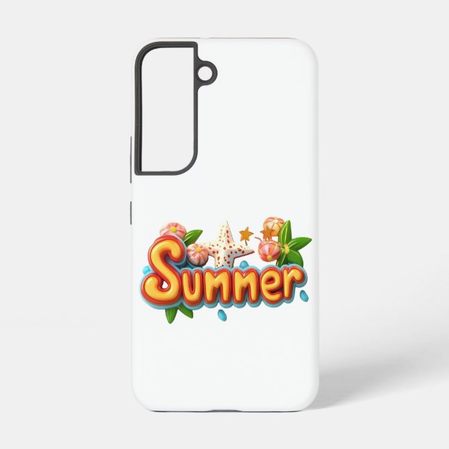 Colorful Summer Text with Beach Elements Samsung Galaxy Case (Back)