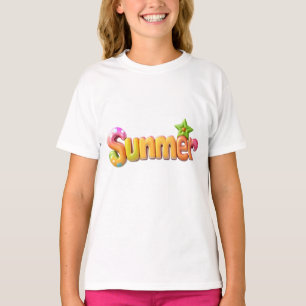 Colorful Summer Text with Star T-Shirt