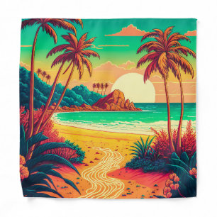 Colorful Summer Tropical Beach Landscape Artwork Bandana