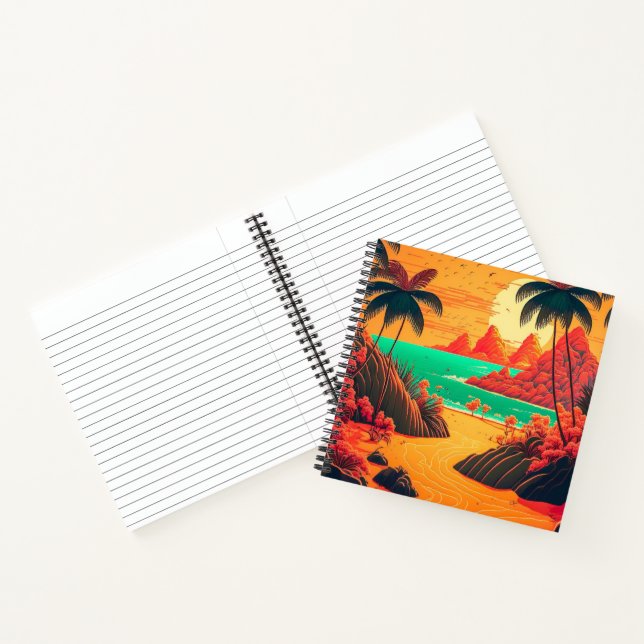 Colorful Summer Tropical Beach Landscape Artwork | Notebook (Inside)