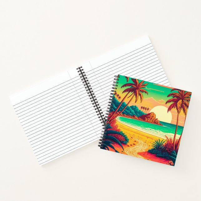 Colorful Summer Tropical Beach Landscape Artwork | Notebook (Inside)
