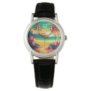 Colorful Summer Tropical Beach Landscape Artwork Watch
