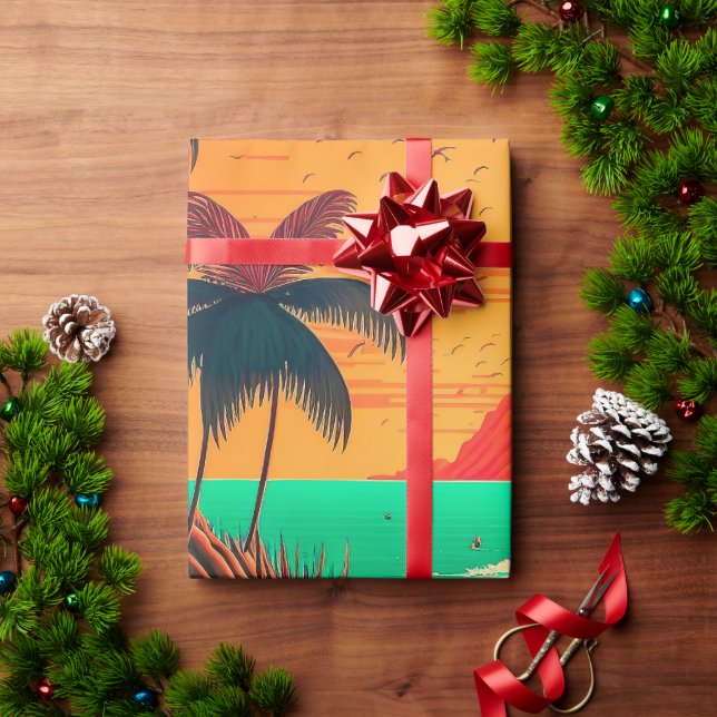 Colorful Summer Tropical Beach Landscape Artwork | Wrapping Paper (Holiday Gift)