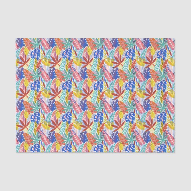 Colorful Summer Tropical Jungle Leaves  Tissue Paper (Front)