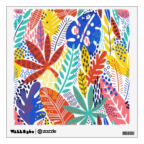 Colorful Summer Tropical Jungle Leaves  Wall Decal