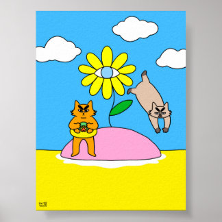 Colorful Summer Vibes Cat Poster