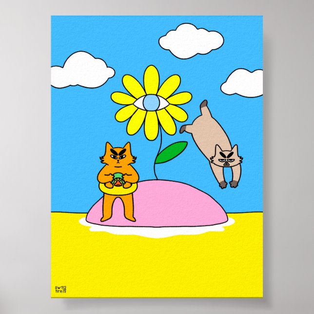 Colorful Summer Vibes Cat Poster (Front)