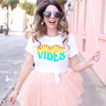 Colorful Summer Vibes Heat Liquified Lettering T-Shirt<br><div class="desc">If you are looking for a statement summer vibes design tshirt to show your sun and sea vibes this is it. Feel the coolness and heat of summer with its Sun heat liquified lettering feel and enjoy your favorite activities wearing this colorful yellow blue t-shirt designed with love.</div>