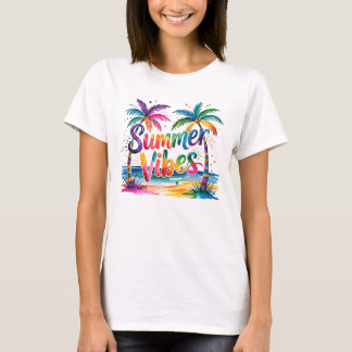 Colorful Summer Vibes With Palm Trees T-shirt