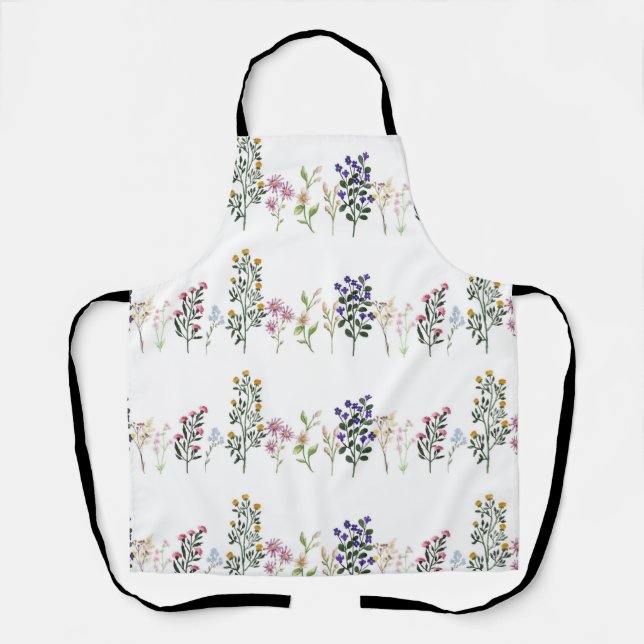 Colorful Summer Wildflower Pattern Apron (Front)