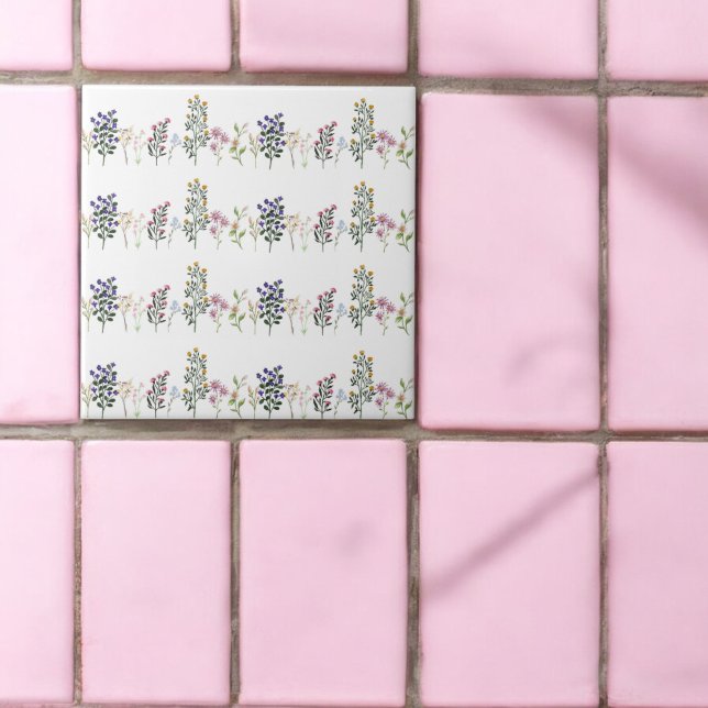 Colorful Summer Wildflower Pattern Ceramic Tile (Creator Uploaded)