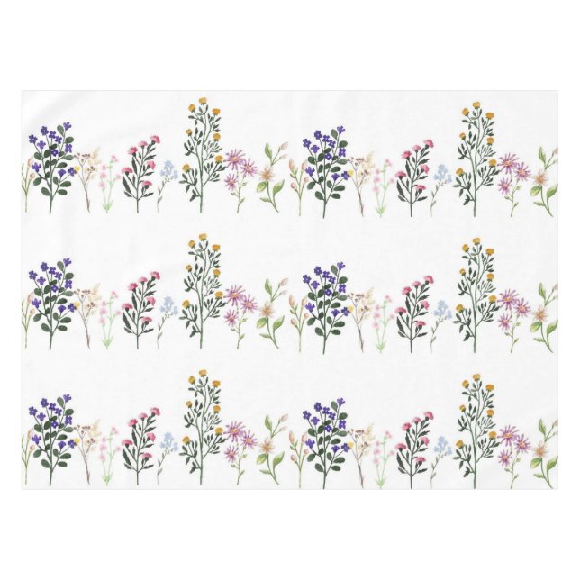 Colorful Summer Wildflower Pattern Tablecloth (Front (Horizontal))