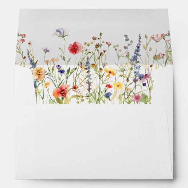 Colorful Summer Wildflower Wedding Envelope (Back (Bottom))