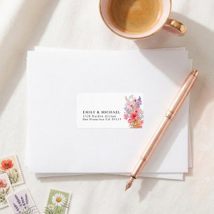 Colorful Summer Wildflower Wedding Return Address Label