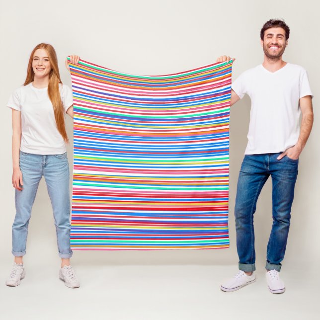 Colorful Summertime Stripes Pattern Fleece Blanket (In Situ)