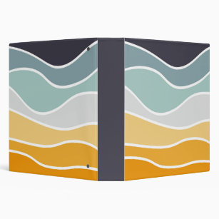 Colorful summery retro style waves 3 ring binder