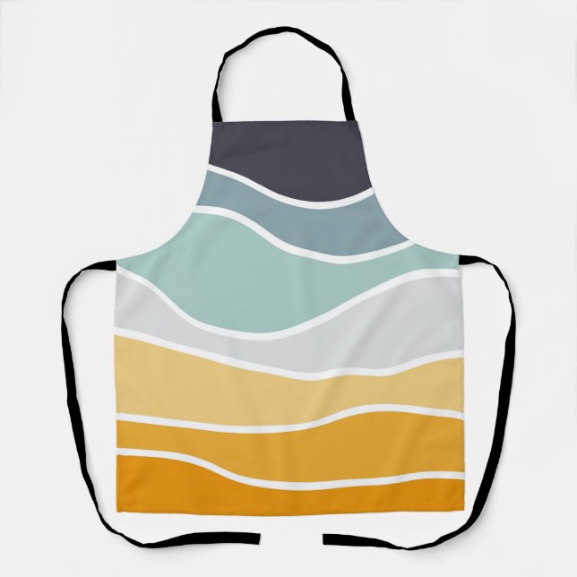 Colorful summery retro style waves apron (Front)