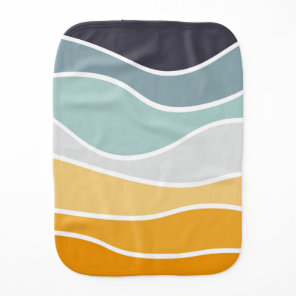 Colorful summery retro style waves baby burp cloth