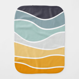 Colorful summery retro style waves baby burp cloth