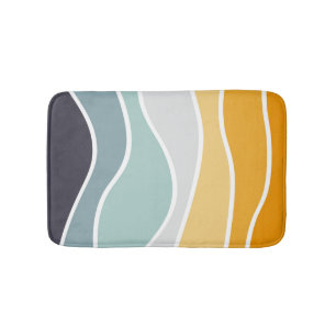 Colorful summery retro style waves bath mat