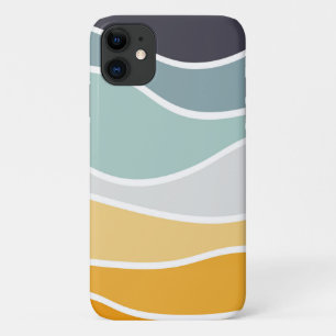 Colorful summery retro style waves iPhone 11 case