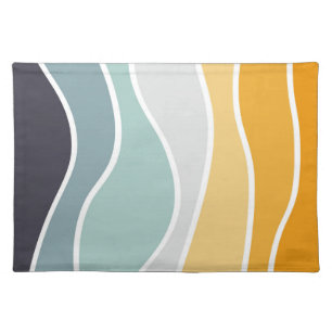 Colorful summery retro style waves cloth placemat