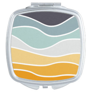 Colorful summery retro style waves compact mirror
