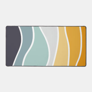 Colorful summery retro style waves desk mat