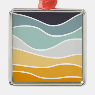 Colorful summery retro style waves metal ornament