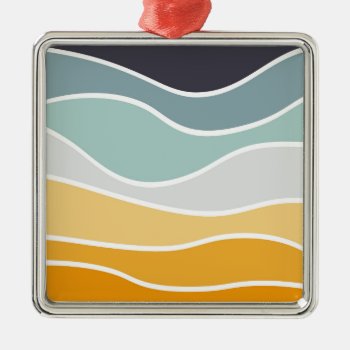Colorful Summery Retro Style Waves Metal Ornament by BattaAnastasia at Zazzle