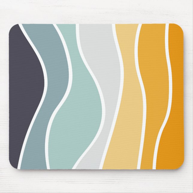 Colorful summery retro style waves mouse pad (Front)