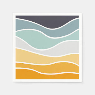 Colorful summery retro style waves napkins