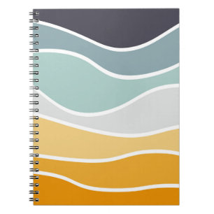 Colorful summery retro style waves notebook