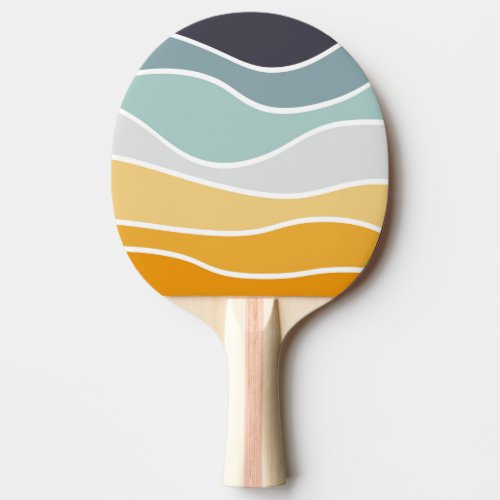 Colorful summery retro style waves ping pong paddle