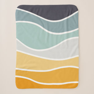 Colorful summery retro style waves sherpa blanket
