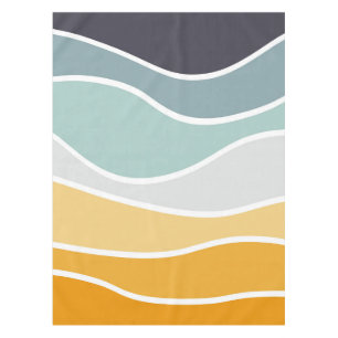 Colorful summery retro style waves tablecloth