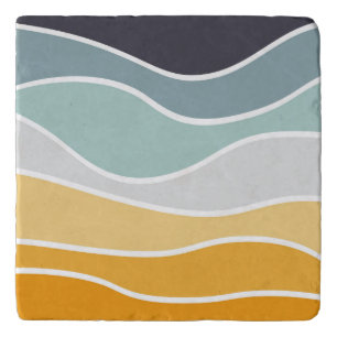 Colorful summery retro style waves trivet
